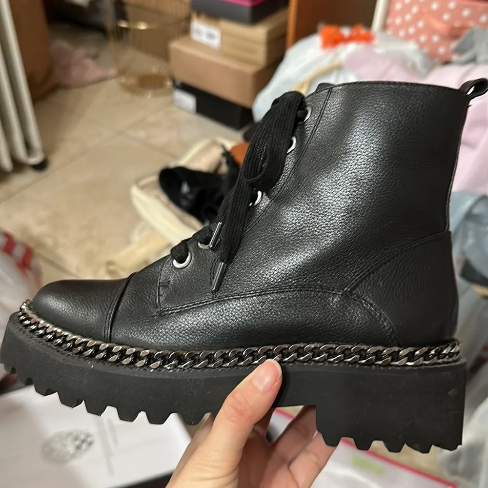 VINCE CAMUTO Mindita Chain Trim Combat Boot - Picture 8 of 13